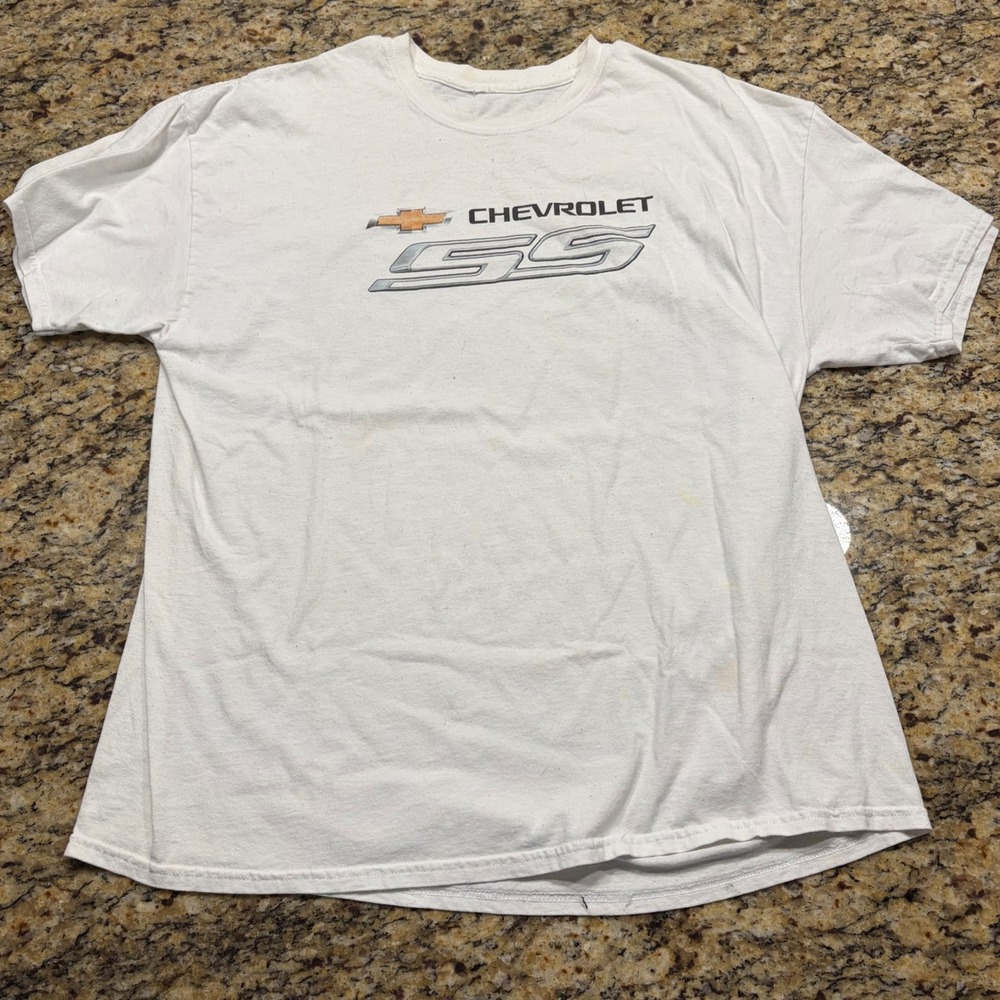 Chevrolet SS Racing Graphic T-Shirt White Mens Large #13 Race Car Tee